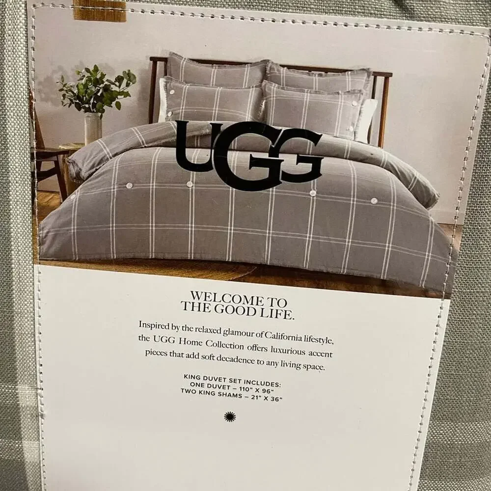 Ugg Callie Washed Yarn Dyed 3 Pc Duvet Cover Set King Bedding Seal Gray